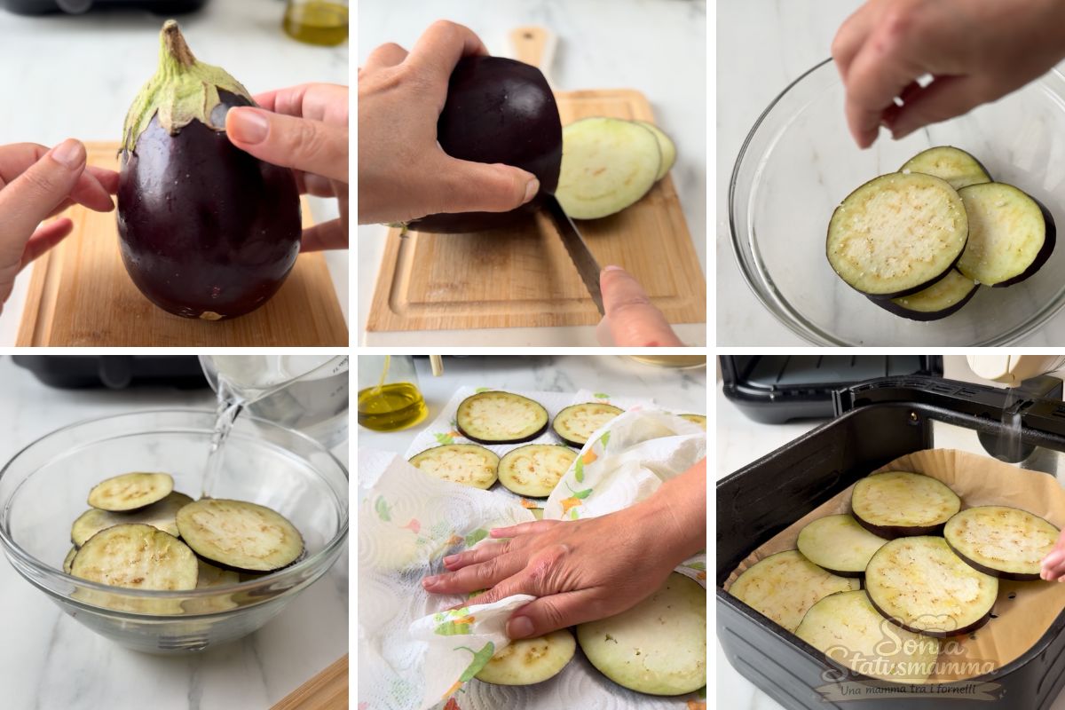 passaggi ricetta delle torrette di melanzane in friggitrice ad aria 1
