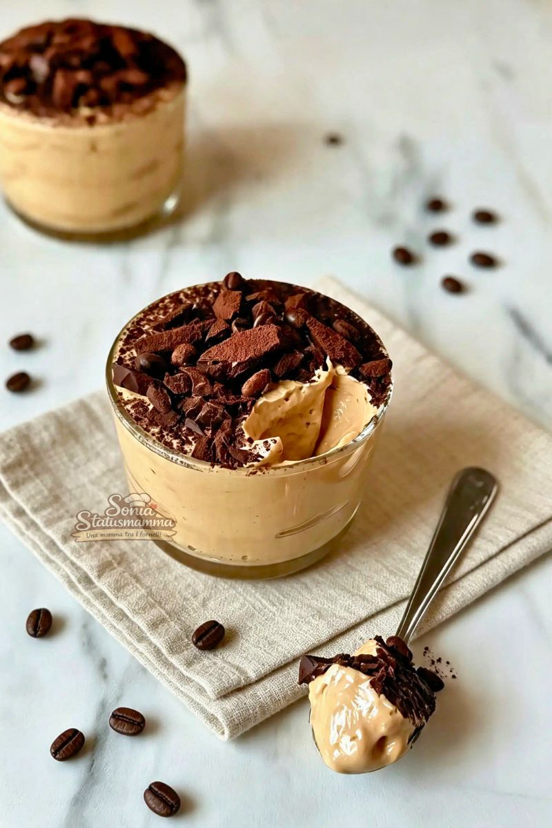 Crema al Caffè come al Bar senza gelatiera foto verticale bicchieri