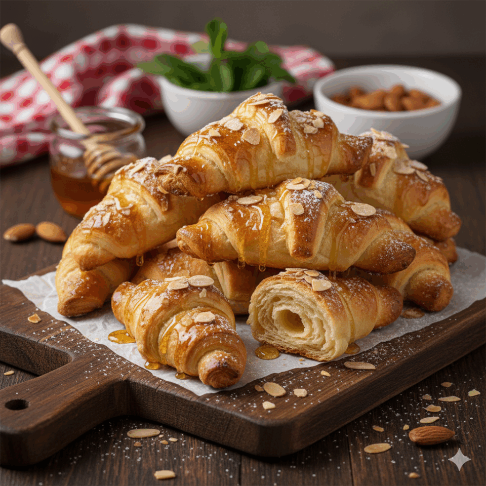 Cornetti al Miele e Mandorle - Mordicchio