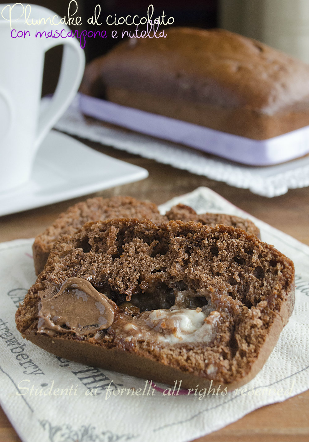 plumcake al cioccolato nutella e mascarpone con cuore morbido ricetta dolce colazione e merenda