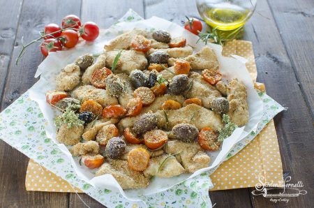 ricetta straccetti di pollo alla mediterranea olive pomodorini in friggitrice ad aria ricetta secondo