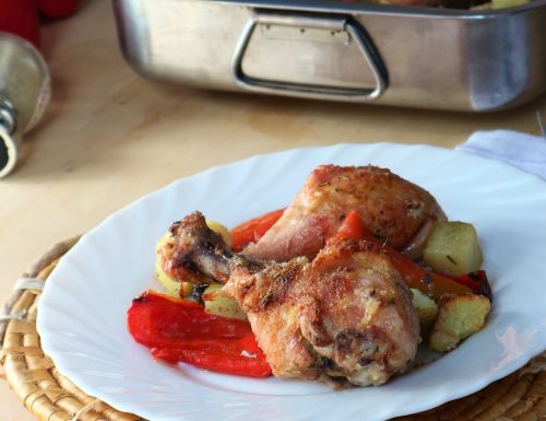 Pollo con patate e peperoni al forno croccante !