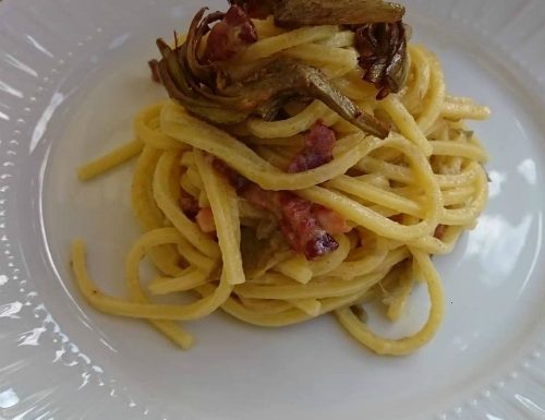 TONNARELLI GUANCIALE  CARCIOFI E PECORINO