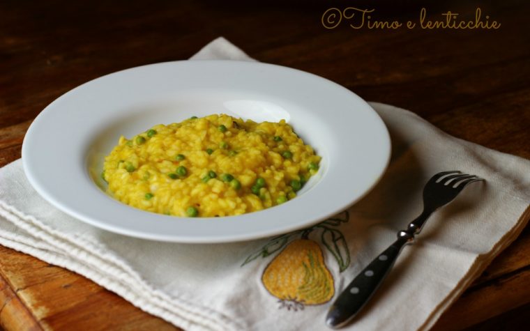 Risotto senza burro di zucca e piselli