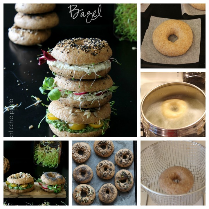 Bagel integrali fatti in casa con tofu e valeriana