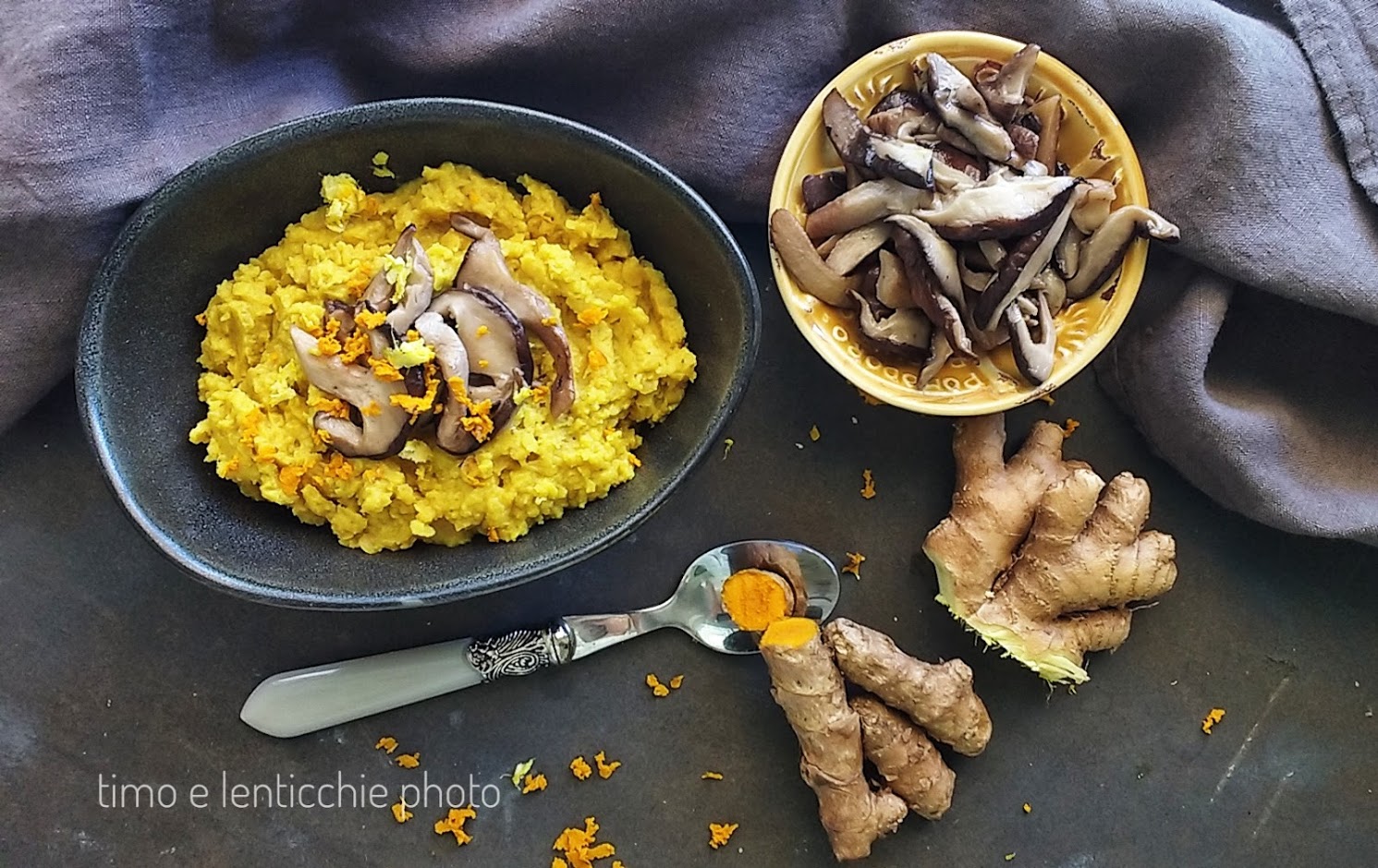 Lenticchie al cocco e funghi shiitake
