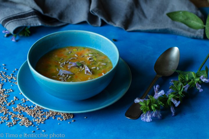 zuppa di piselli e farro spezzato 1