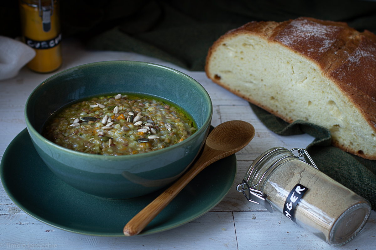 Zuppa di lenticchie e grano saraceno