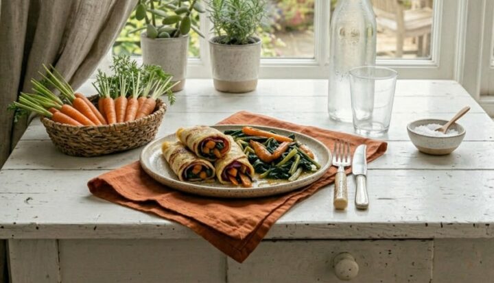 Crepes di farina di riso con verdure