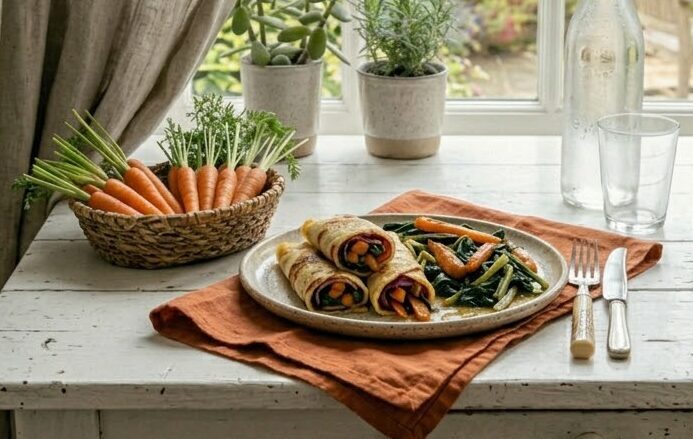 Crepes di farina di riso con verdure