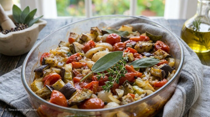 ratatouille al forno veloce con erbe aromatiche