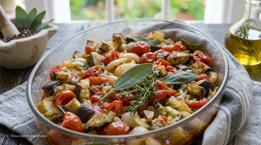 ratatouille al forno veloce con erbe aromatiche