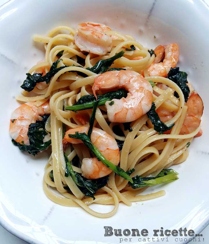 pasta cime di rapa e gamberetti