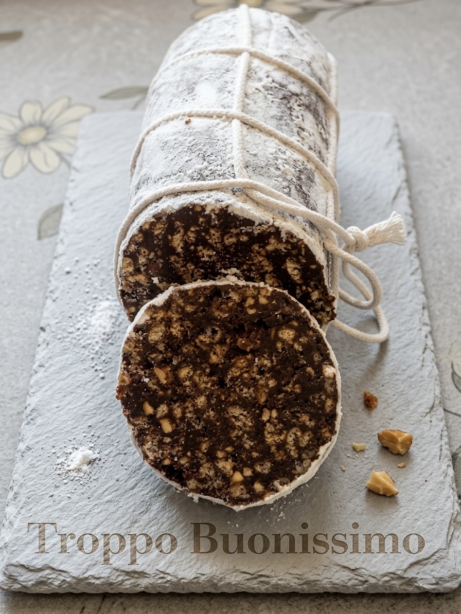 salame di cioccolato con crema alle nocciole