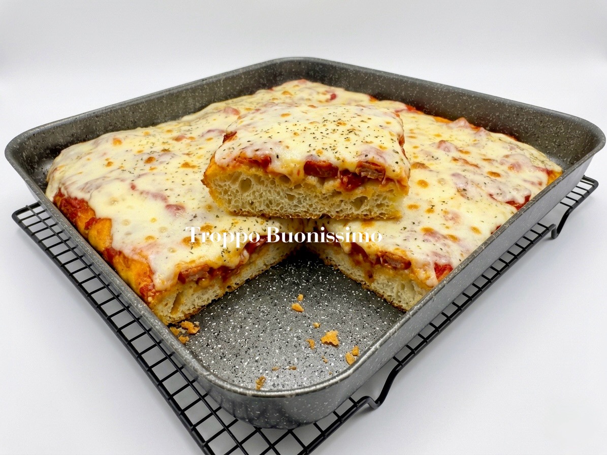 Pizza alta e morbidissima in teglia pronta in 2 ore