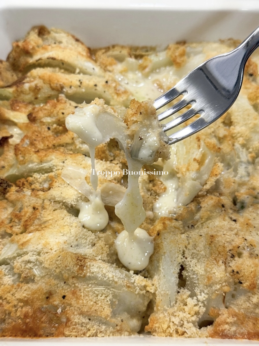 Finocchi gratinati con gorgonzola in friggitrice ad aria