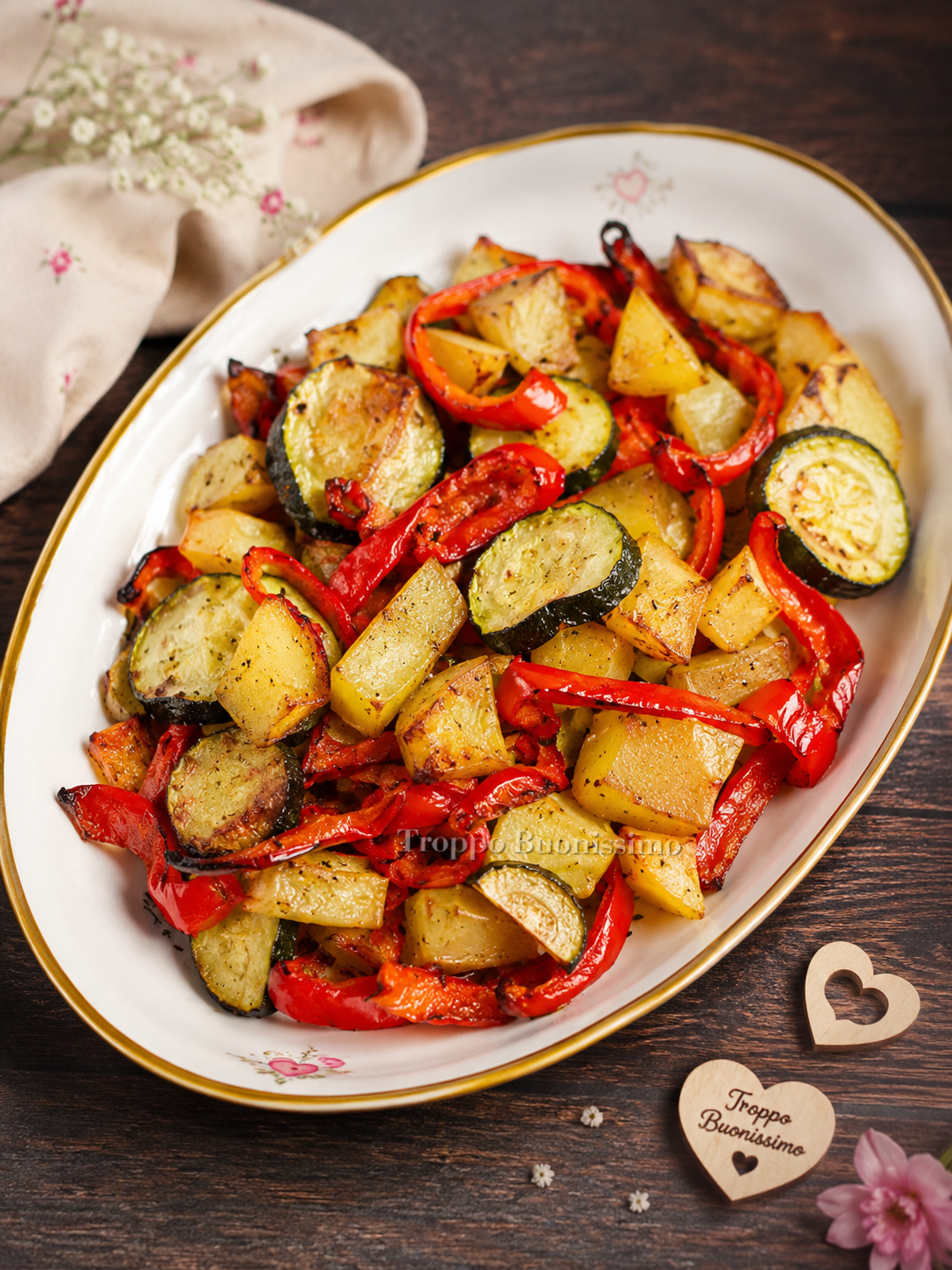 contorno estivo zucchine patate peperoni