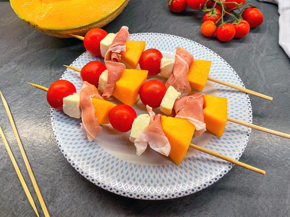 Spiedini di prosciutto e melone