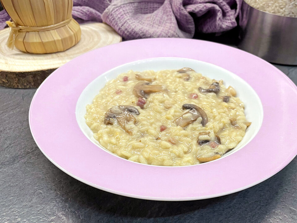 Risotto con funghi e speck