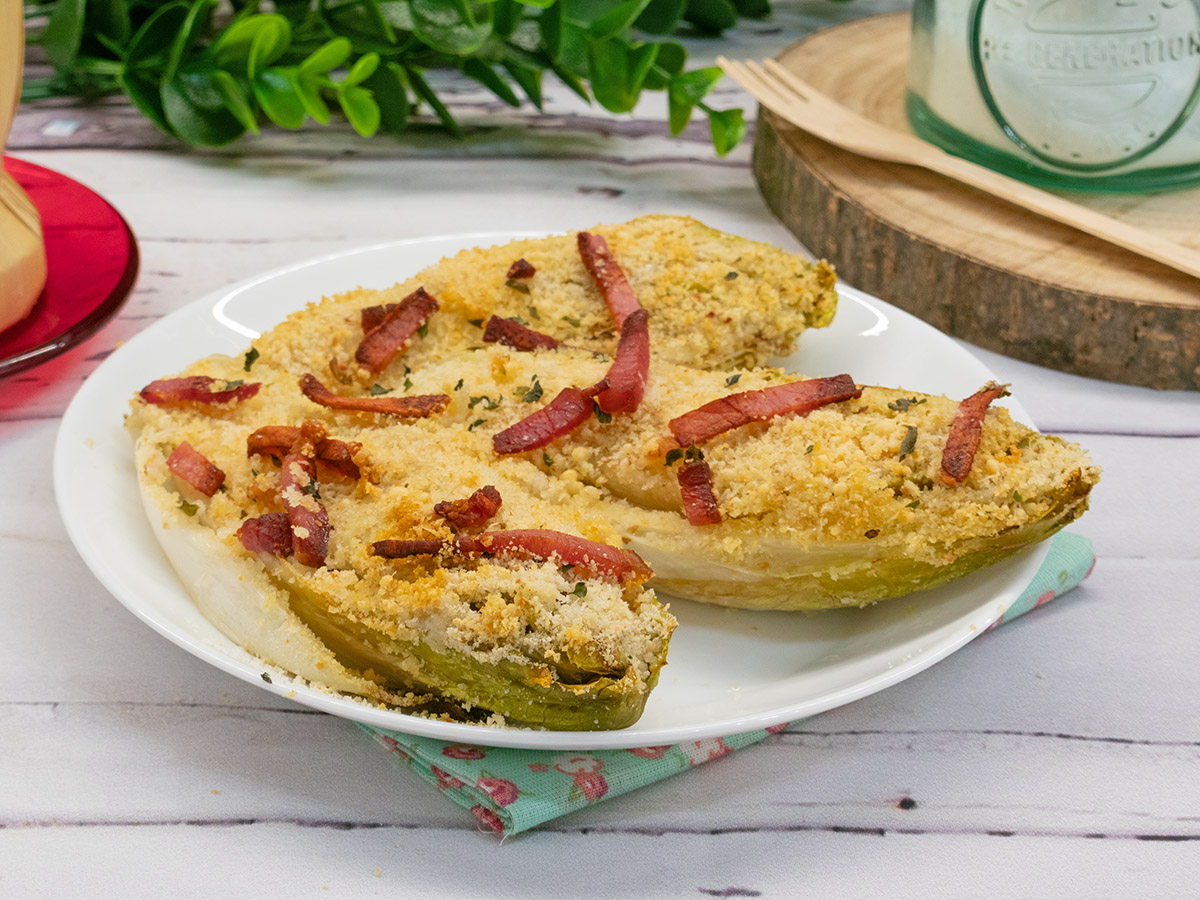 Indivia belga gratinata in friggitrice ad aria