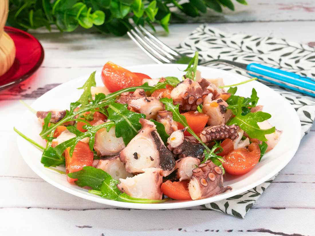 Insalata di polpo pomodorini e rucola