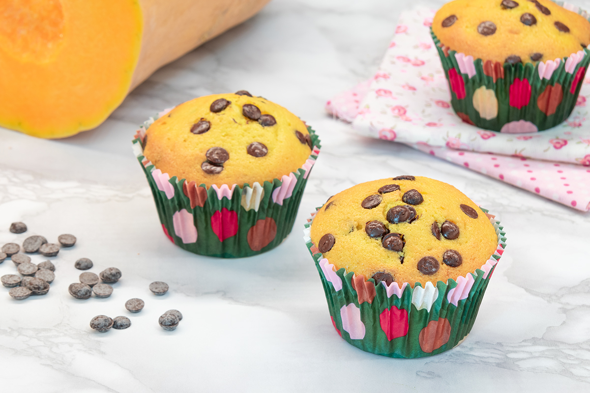 Muffin alla zucca con gocce di cioccolato