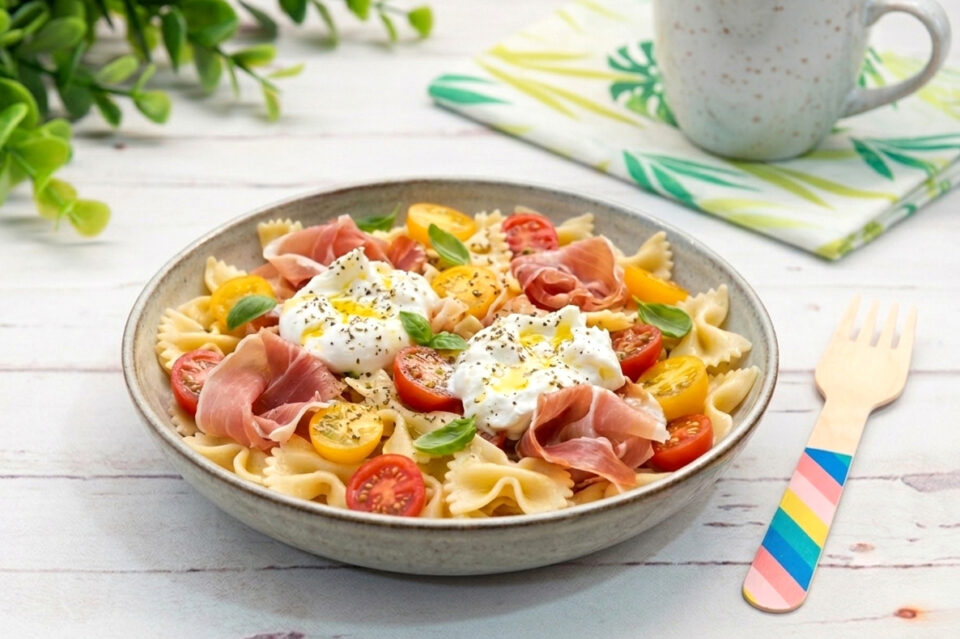 Pasta Fredda con Prosciutto Crudo e Burrata