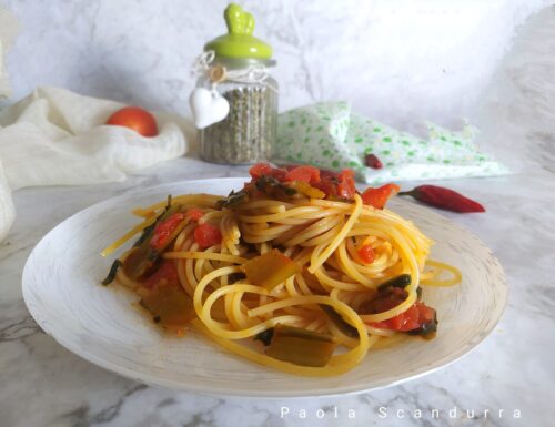 Spaghetti con pomodorini e catalogna
