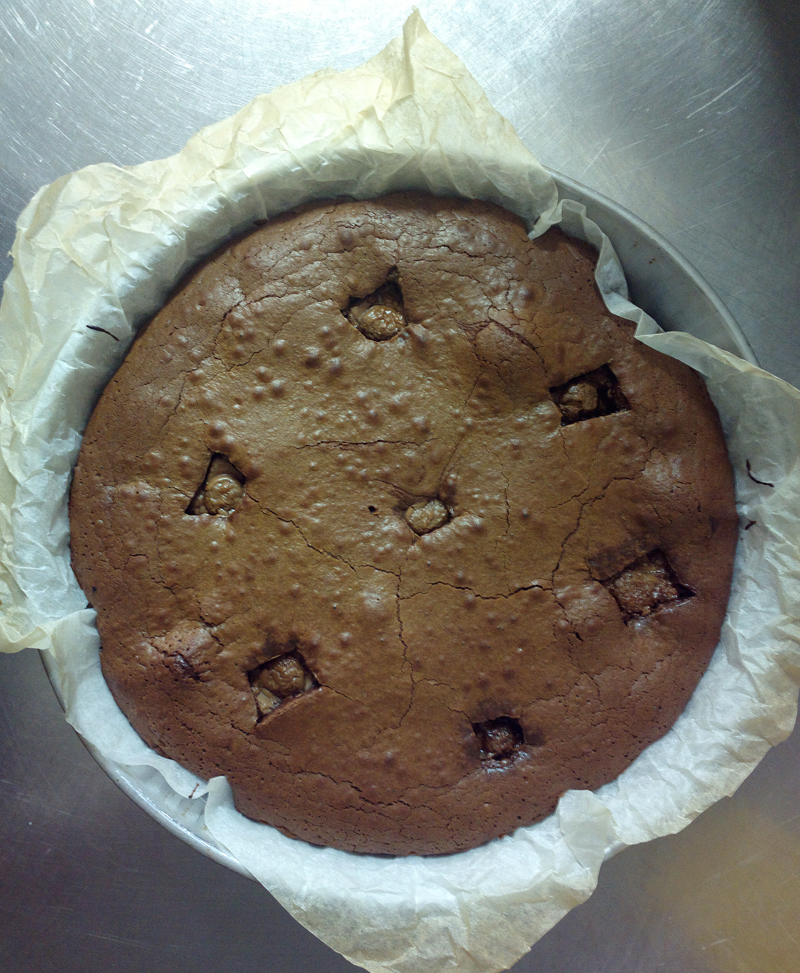 Milka brownie cake with toffee and hazelnuts