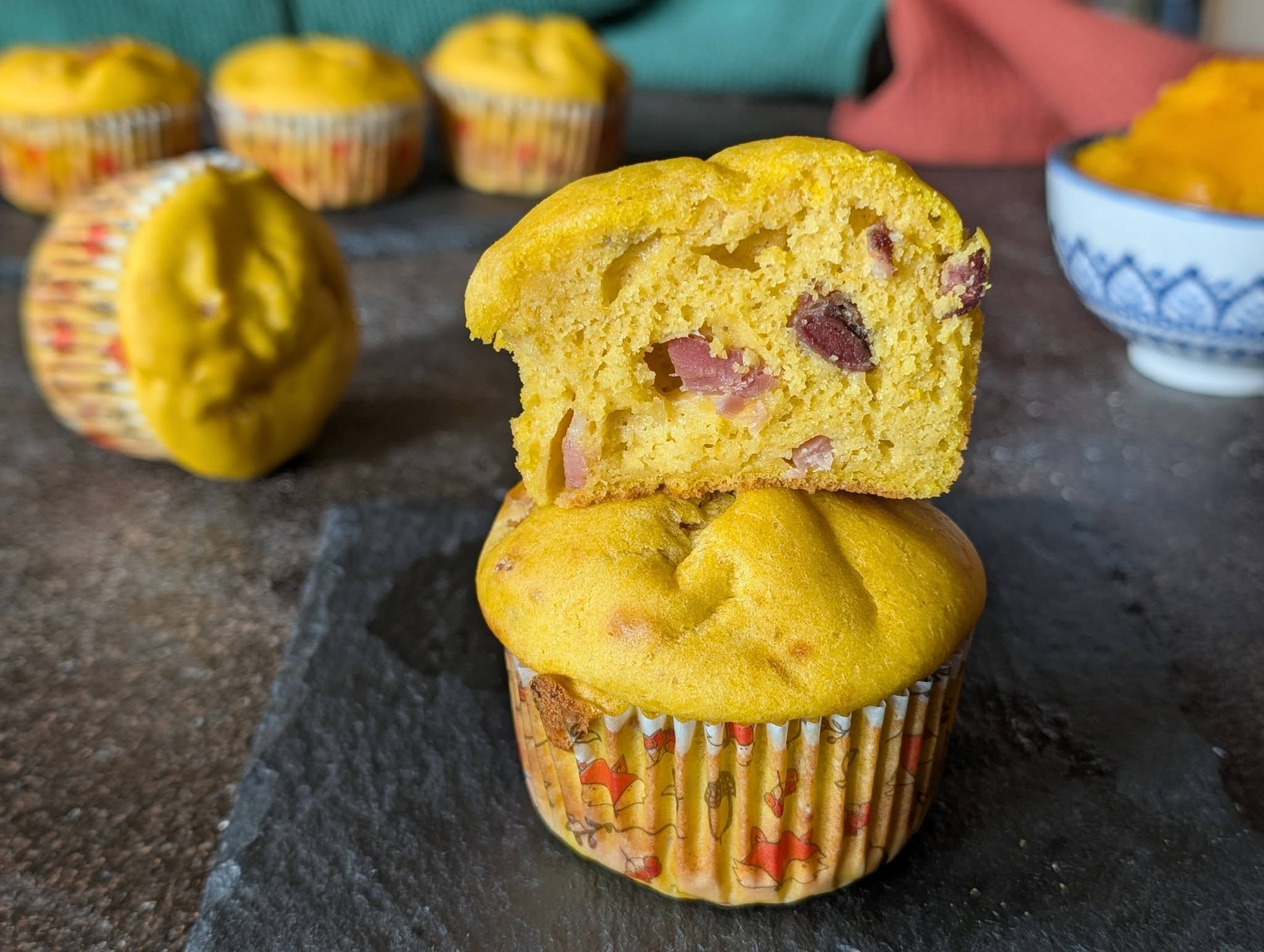 Muffin zucca e speck senza glutine senza lattosio