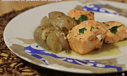 Bocconcini di salmone con scalogni