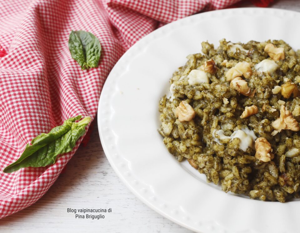 risotto spinaci noci e stracchino