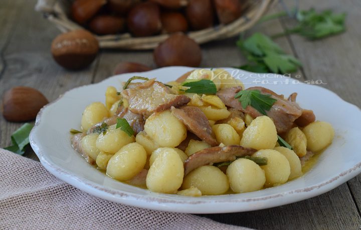 Gnocchi con porcini e castagne primo piatto facile e veloce