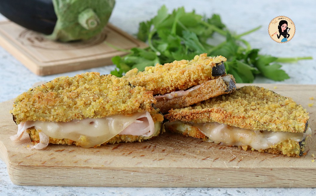 MELANZANE al forno con prosciutto e formaggio con panatura speciale