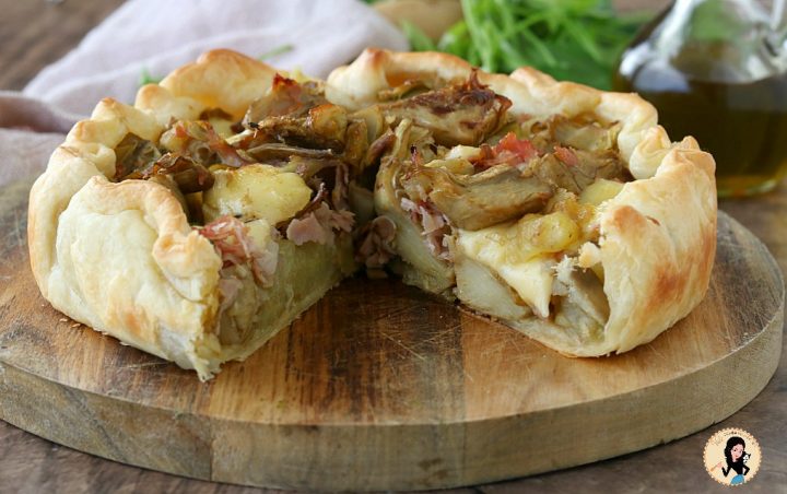 TORTA SALATA CARCIOFI E PATATE con prosciutto cotto e formaggio