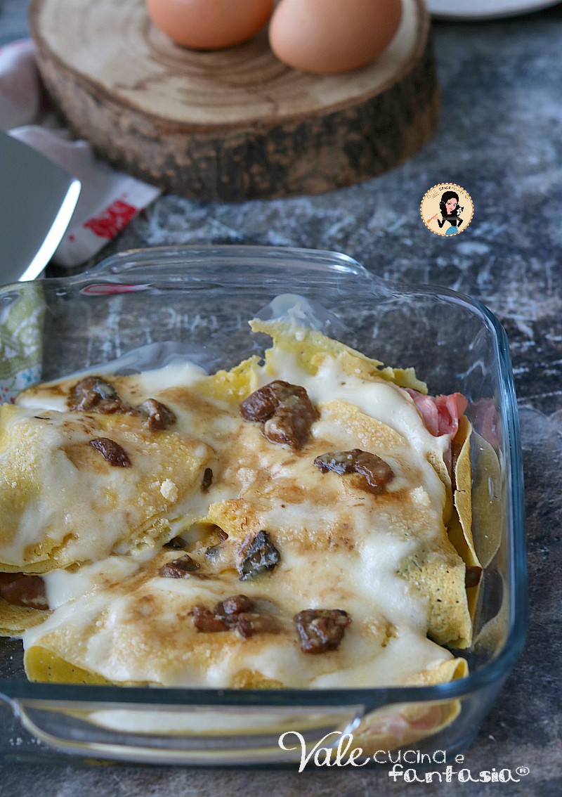 CREPES FUNGHI E PROSCIUTTO antipasto o piatto unico FACILE E VELOCE