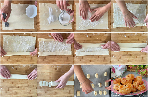 PRUSSIANE O VENTAGLI DI PASTA SFOGLIA ricetta con 2 ingredienti facile, veloce e golosissima, ricetta dolce