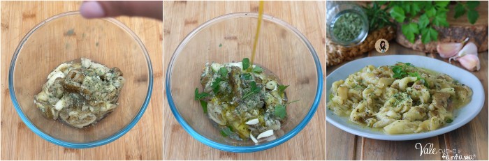 Melanzane condite o in insalata ricetta contorno veloce e facile, melanzane al forno condite buone e leggere