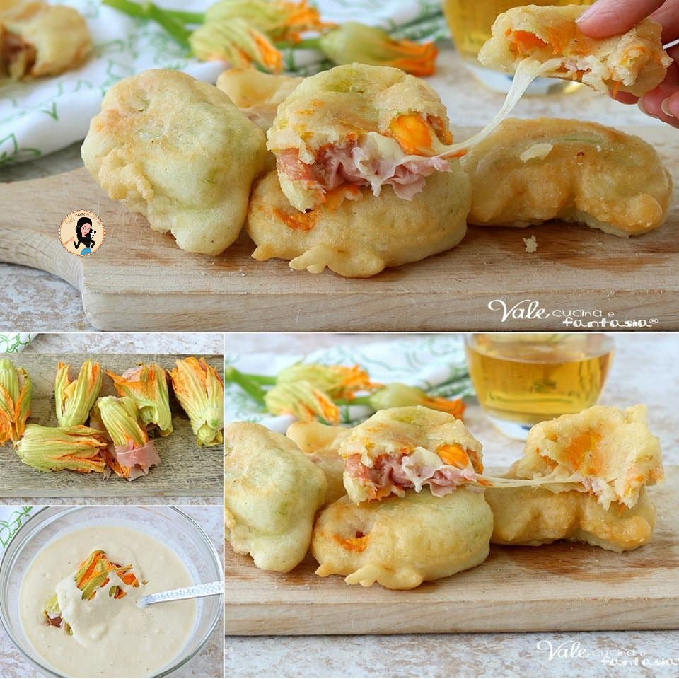 Fiori di zucca fritti con prosciutto e formaggio ricetta con pastella perfetta!