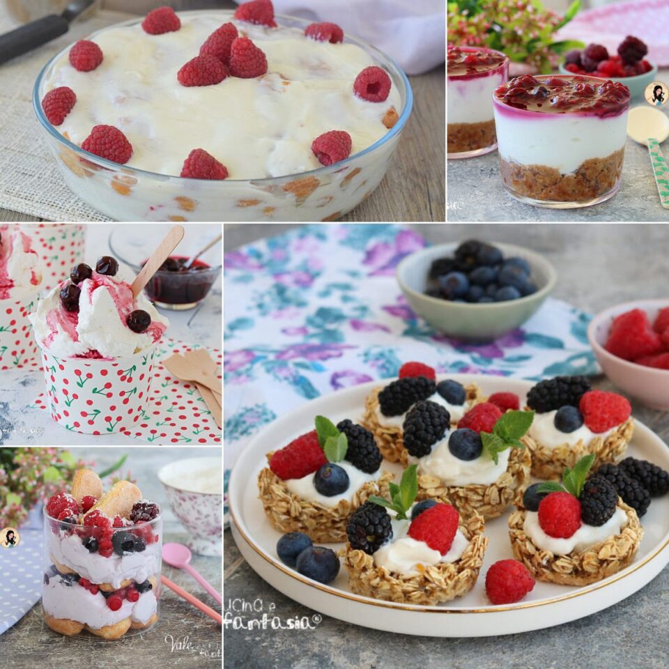 5 Dolci freddi con lo yogurt ricette da tenere pronte in frigorifero, fresche, veloci e perfette come dessert di fine pasto e per merenda.