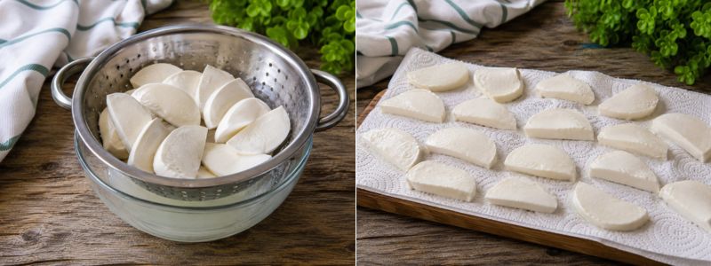 Come non far fare acqua alla mozzarella in cottura, come tagliare la mozzarella, come scolarla, come utilizzarla sulla pizza e altre ricette