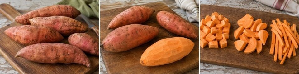 Come cucinare le patate dolci ricette per cucinarle, come pulirle e come tagliarle.