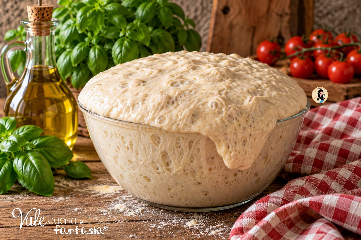 Pizza in teglia al cucchiaio facile ricetta senza impastare, un impasto ad alta idratazione preparato solo con ciotola e cucchiaio