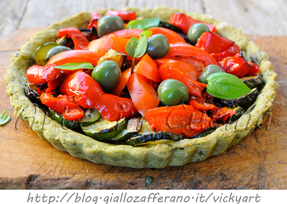 Crostata al basilico con verdure grigliate ricetta facile e veloce vickyart arte in cucina
