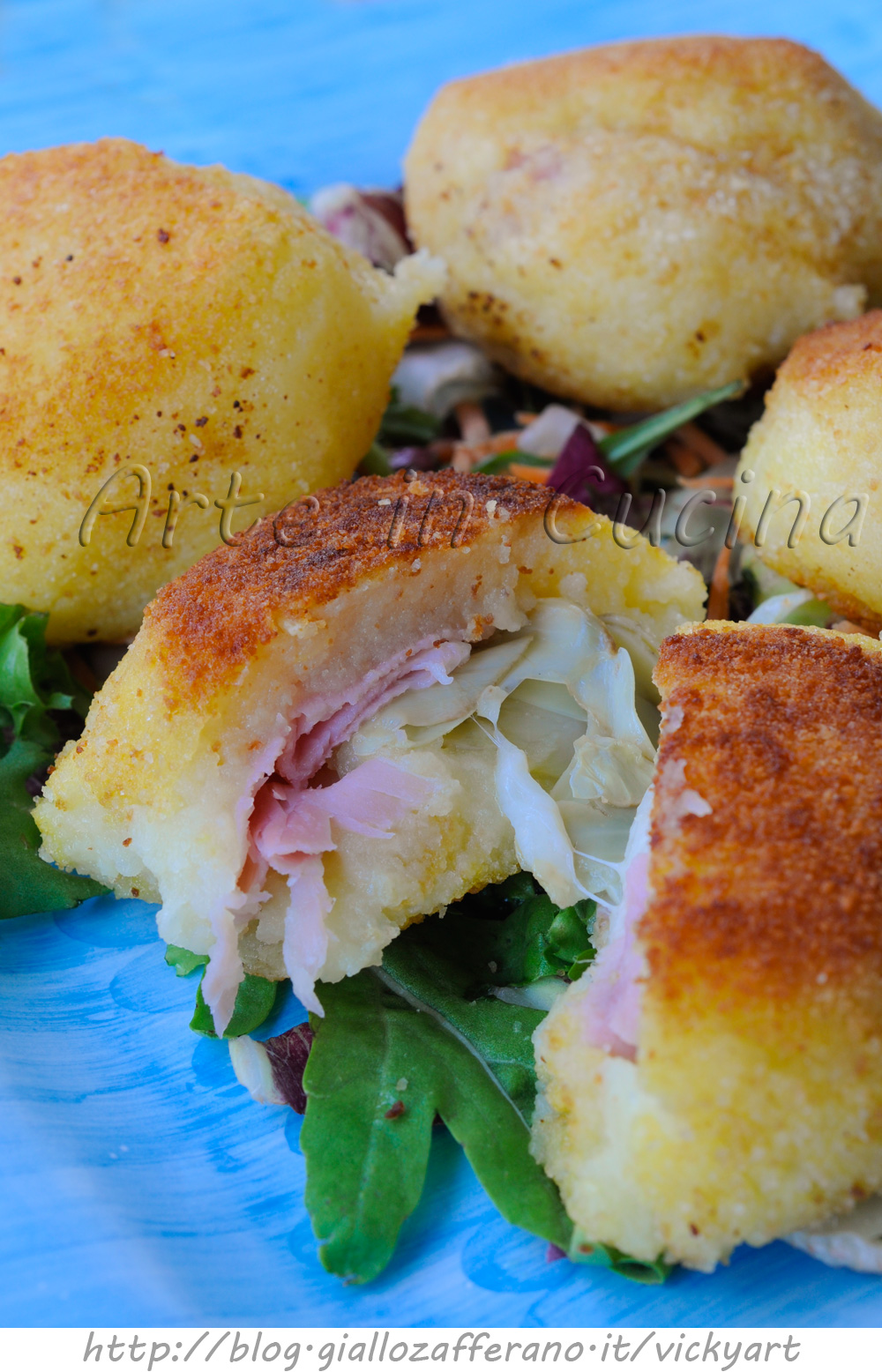 Bomboloni di patate salati ripieni con carciofi e asiago vickyart arte in cucina