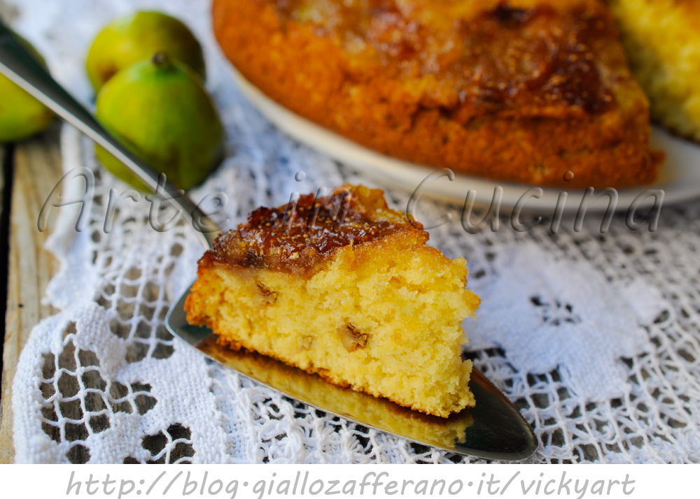 Torta rovesciata ai fichi e noci ricetta dolce veloce