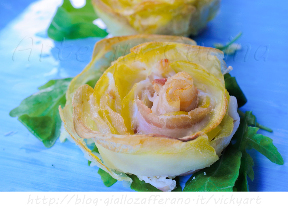 Rose con patate e pancetta ricetta finger food vickyart arte in cucina