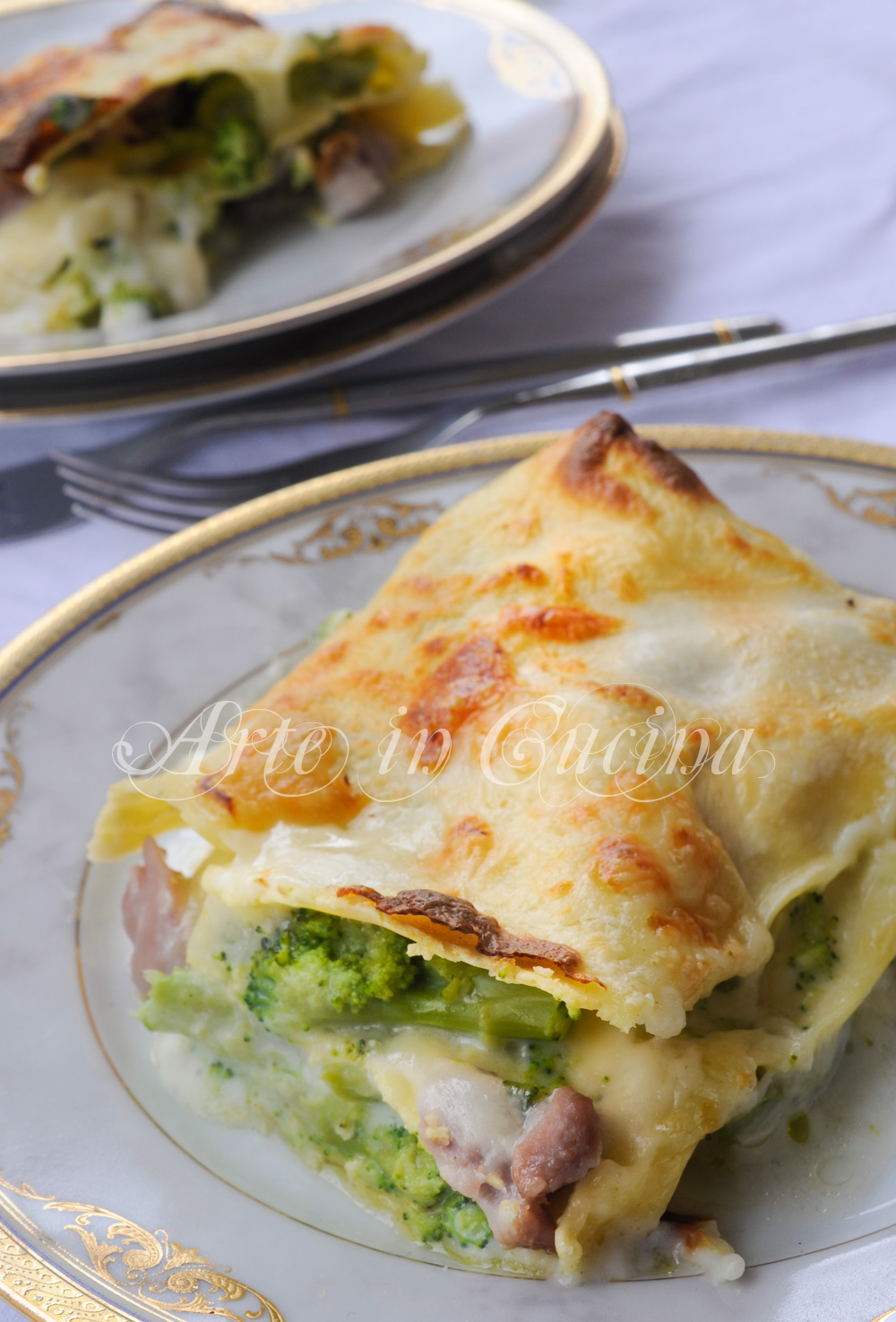 Lasagne broccoli e salsiccia con besciamella vickyart arte in cucina