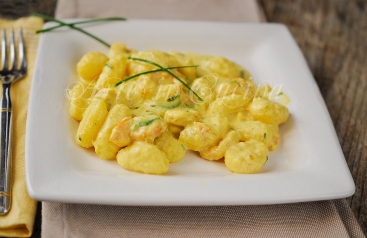 Gnocchi zucchine e gamberetti allo zafferano vickyart arte in cucina