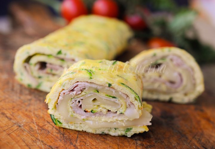 ROTOLO FRITTATA ZUCCHINE farcito con prosciutto e provola